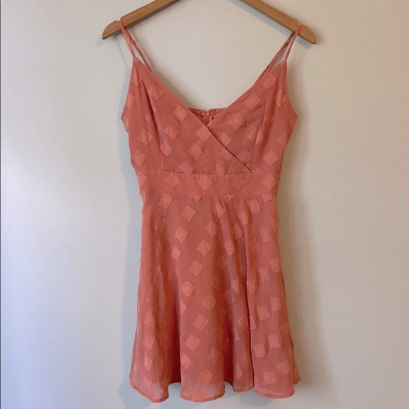 Dynamite womens coral pink textured spaghetti strap dress - size small - Picture 1 of 14